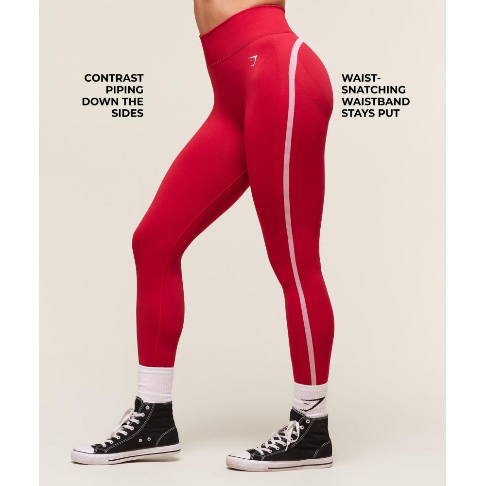 Gymshark Lift Varsity Seamless Leggings Carmine Red B2c9e Rbqw