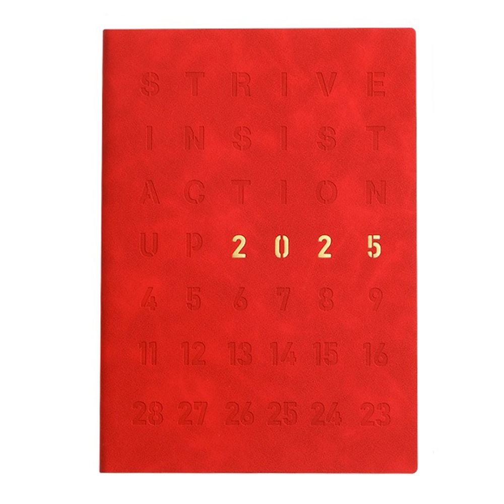 

Английский блокнот-ежедневник формата А5 на 12 месяцев 2025, еженедельный ежедневник 2025, планировщик расписания, блокнот, бизнес красный