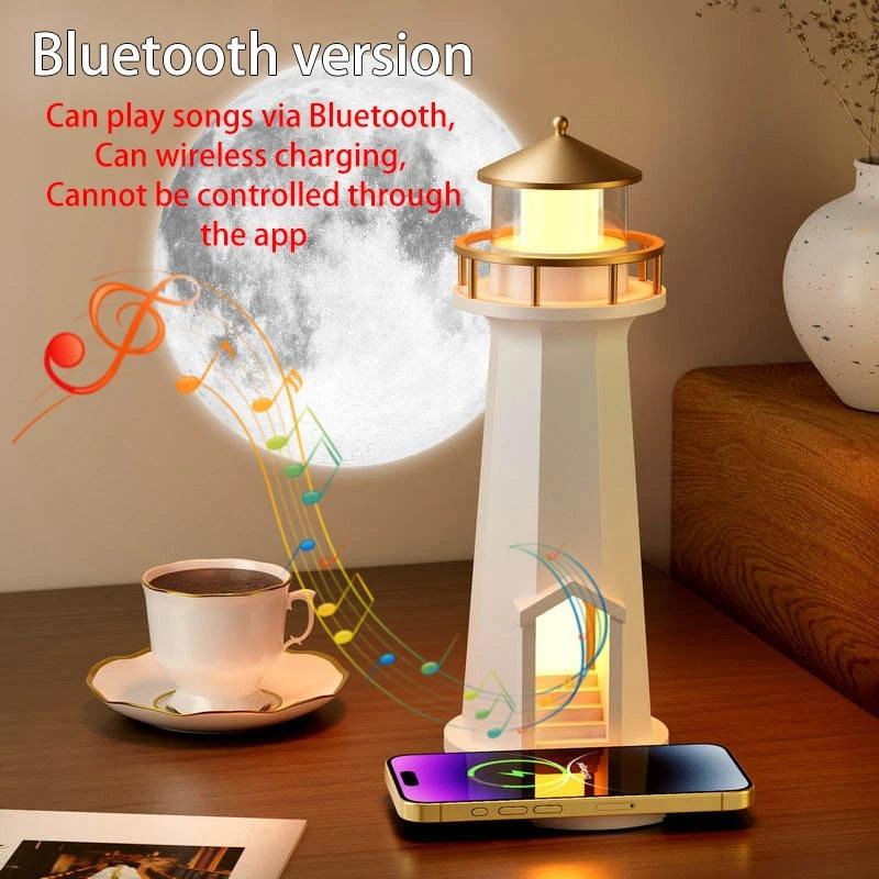 LED Moon Projector Light Bluetooth Speaker Phone Wireless Charger APP Control Atmosphere Night Lamp for Room Decor Kids Gift