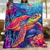 Ocean Voyager Flannel Throw Blanket Soft Sea Turtle Design All Season Cozy Comfort for Marine Life Theme Gift