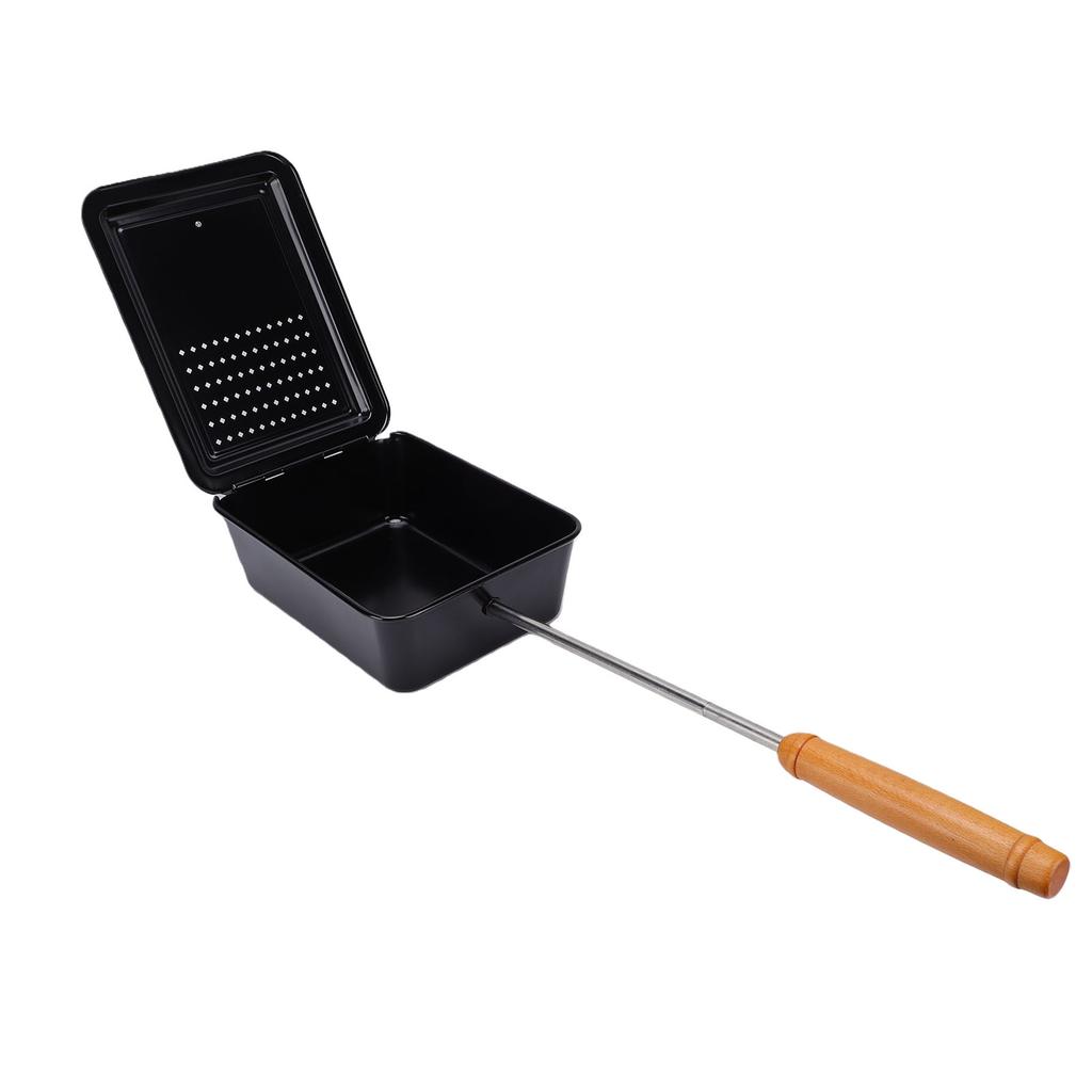 Camping Popcorn Popper 3,5 Quart Outdoor Popcorn Maker mit Holzgriff für den Hinterhof Lagerfeuer Kochstelle Schwarz