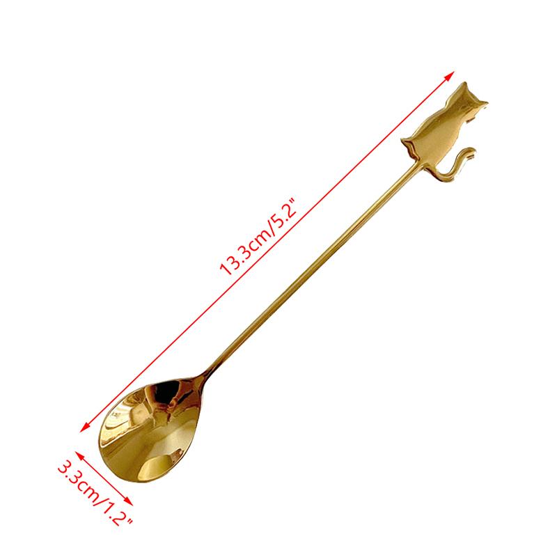 Cute Paintings Cat 304 Stainless Steel Spoon Hollow For Coffee Tea Dessert Spoon Kitchen Tableware Gifts For Students Children