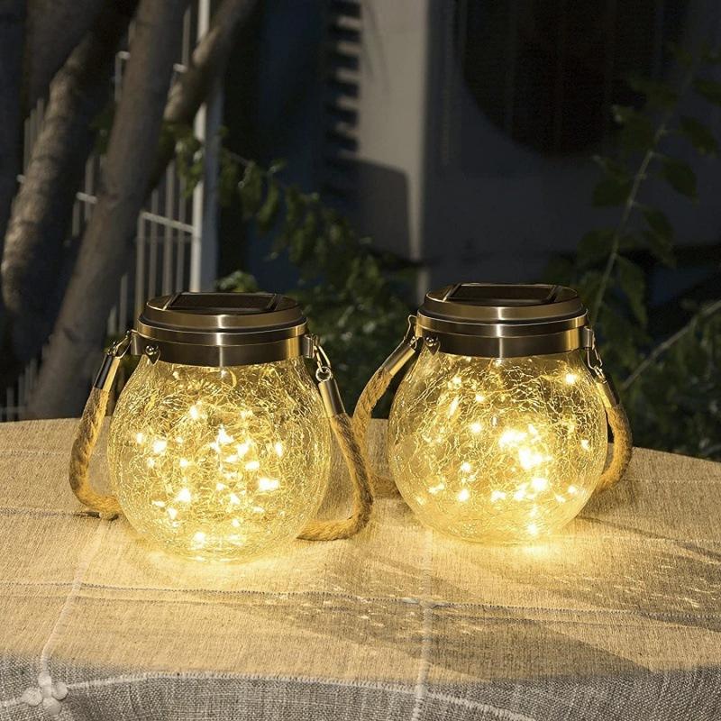 Solar Energy Crack Large Hanging Ball Balcony Landscape Decoration Waterproof Courtyard Light Hanging Ball Turns on Automatically When It Gets Dark