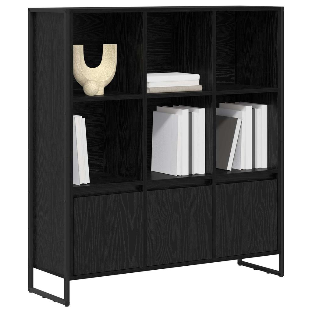 Bookshelf Set of 2 Black Oak Effect 99.5 x 30 x 108 cm