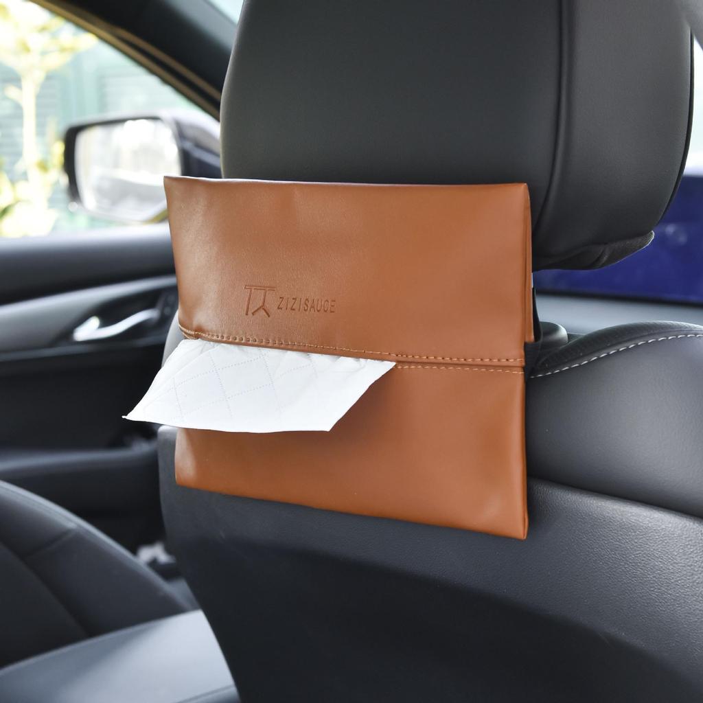 Japansk PU-läder Servetthållare: Mångsidigt Hängande Fodral för Vardagsrum, Badrum eller Bil