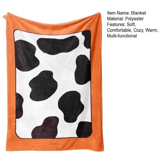 Flannel Cow Print Blanket, Soft Warm Fuzzy Fleece Throw Blanket, Cozy Plush Blanket for Couch Bed Travel