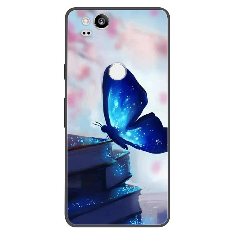 For Google Pixel 2 Case Soft Black Silicone Bumper Butterfly Phone Cover for Googe Pixel2 2XL Pixel2XL 2 Cases Fundas Coque