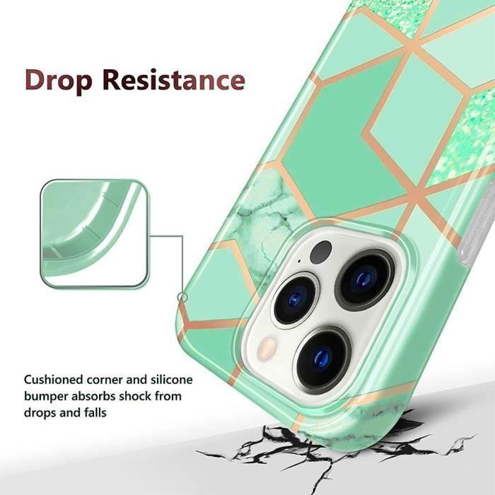 Coque de protection semi-rigide pour Samsung Galaxy S22 - BOOLING - Turquoise - Verre trempé - Motif marbre