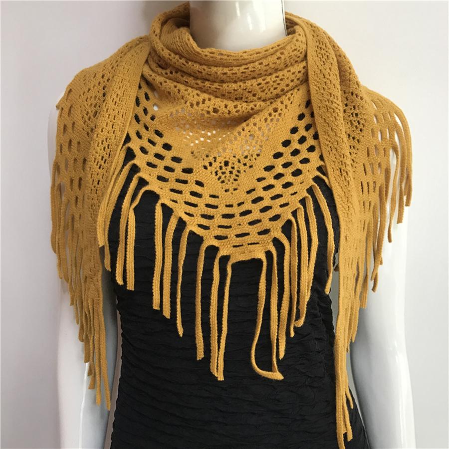 Autumn New Solid Color Triangle Fringe Wool Scarf Knitted Shawl Triangular Scarf Wrap