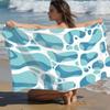 Light Blue Pebble Abstract Pattern Beach Towel Smooth Fluid Geometric Print Sand Free Towel Summer Beach Pool Travel