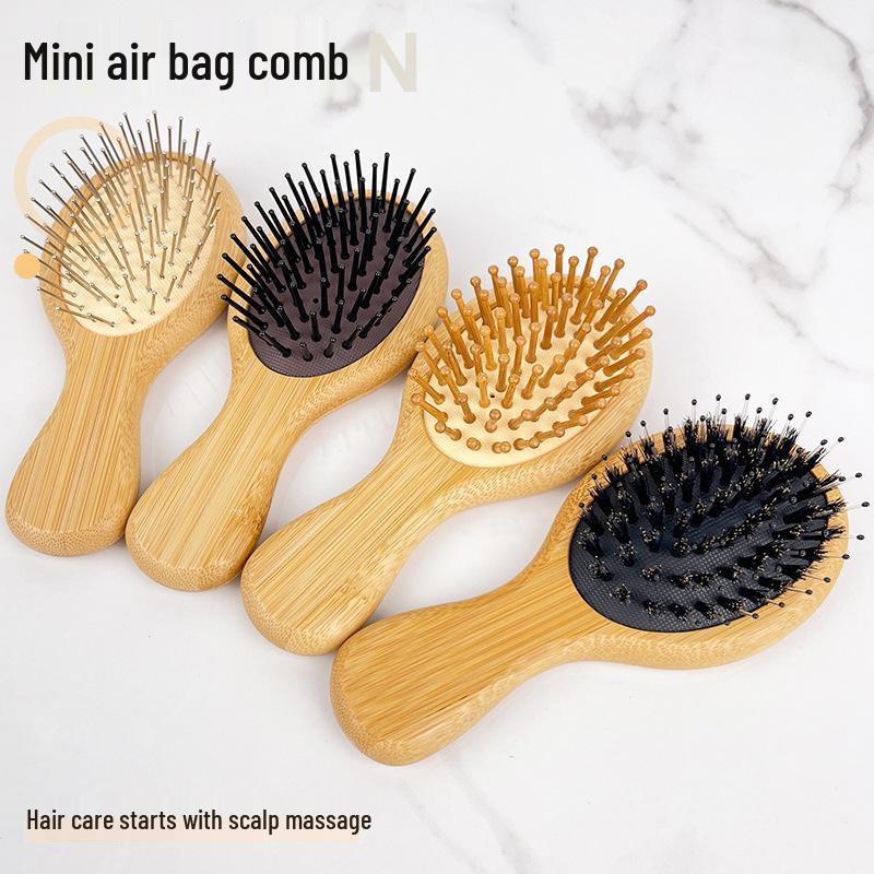 In-Stock Nano Bamboo & Fir Wood Mini Scalp Massage Comb - Portable, Anti-static, Customizable Logo
