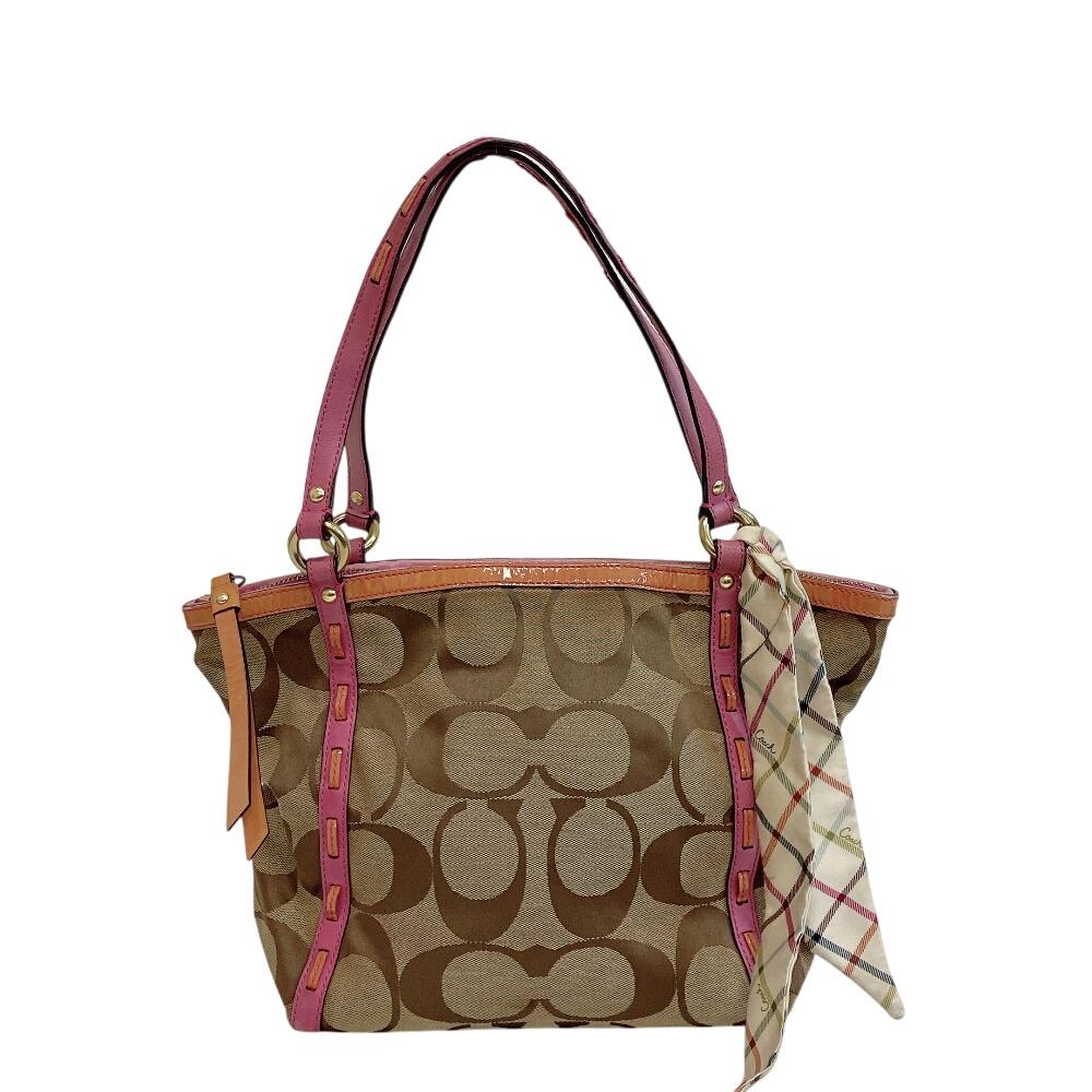 COACH F13005 Signature canvas Tote Bag Brown canvas Used