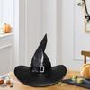Witch Hat for Halloween Cosplay Party Wide Brim Pointed Hat Vintage Faux Leather Witch Hat for Halloween Cosplay Party