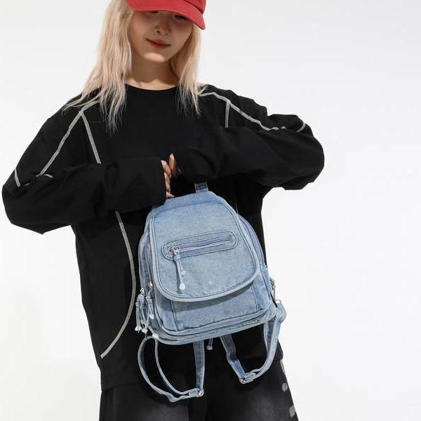 2025 New Japanese Retro Washed Denim Casual Large Capacity Versatile Fashion Breast Bag Crossbody Backpack