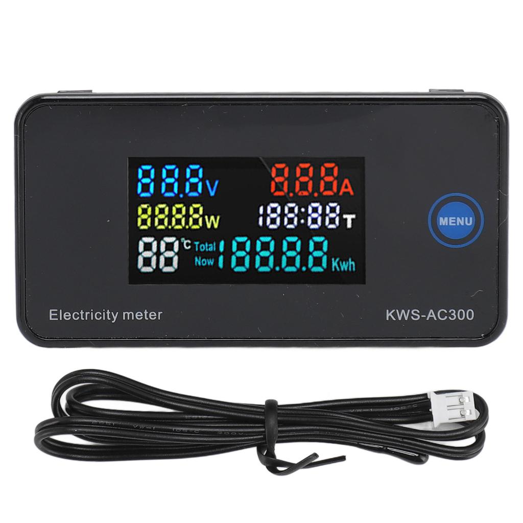 Digital Voltmeter Ammeter Colorful LCD Display AC Current Voltage AC50‑300V Ampere Meter for Household Appliances