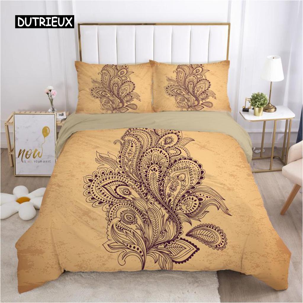 Bohemian Duvet Cover Set Bohemian Hippie Mandala Eyes Pattern Twin Bedding Set for Adults King Size Soft Polyester Quilt Cover
