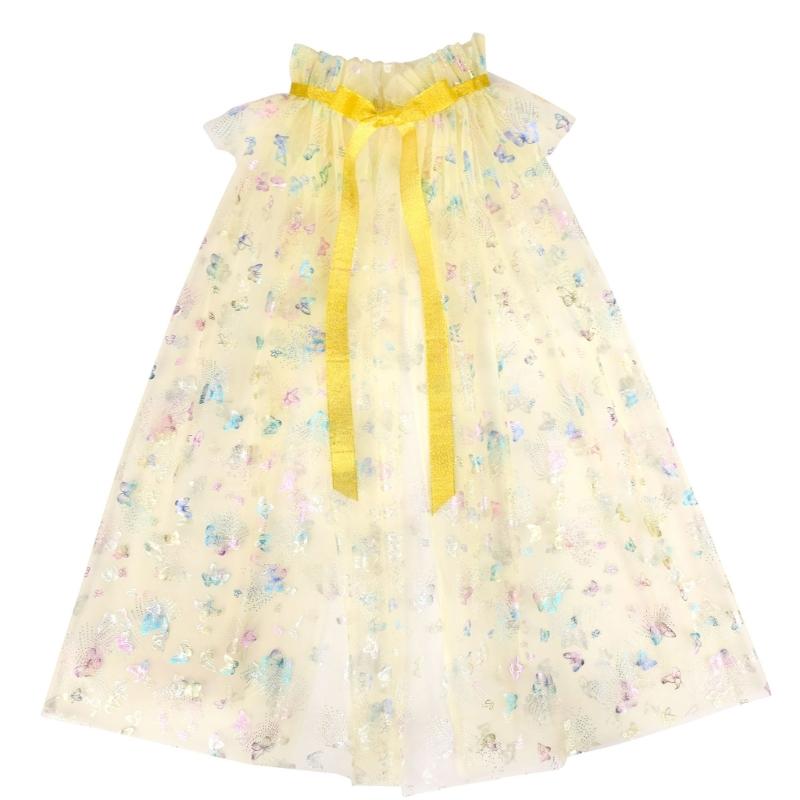 

Girls Dress Cape Princess Cape Halloween Cloak Cape Halloween Costume Cloak Butterfly Printing Cape for Party жовтий
