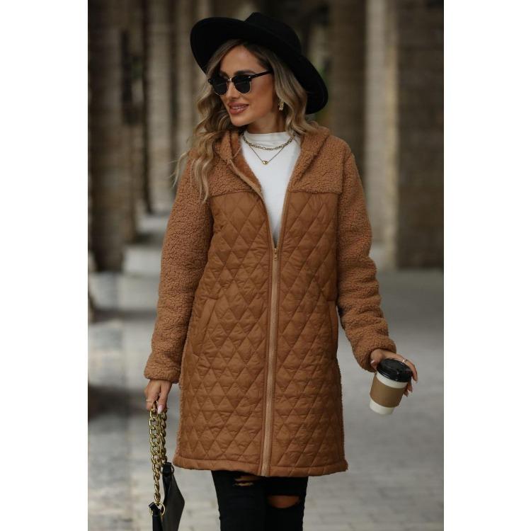 New Women's Fleece Coat Oversized Hooded Zipper Warm Outerwear Autumn Winter for Europe America