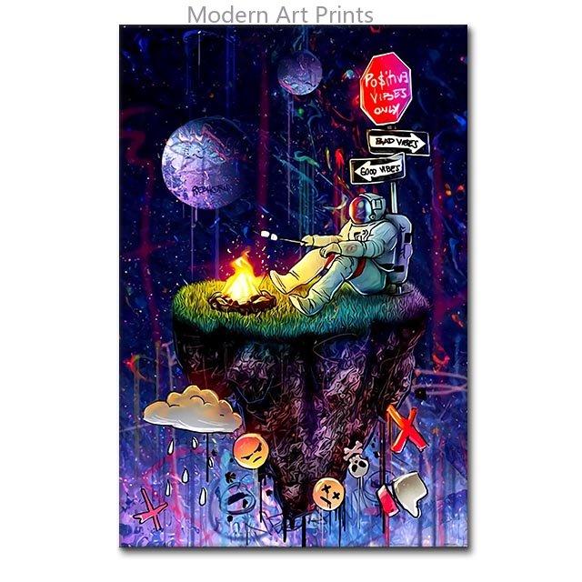 Cool Space Astronaut Canvas Painting Street Graffiti Posters and Prints Wall Art Pictures For Living Room Home Decor Unframed