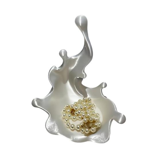 jijijing 3D Printed Jewelry Tray, Water Splash Design Organizer for Rings, Earrings, Necklaces, Pearlescent Storage Box