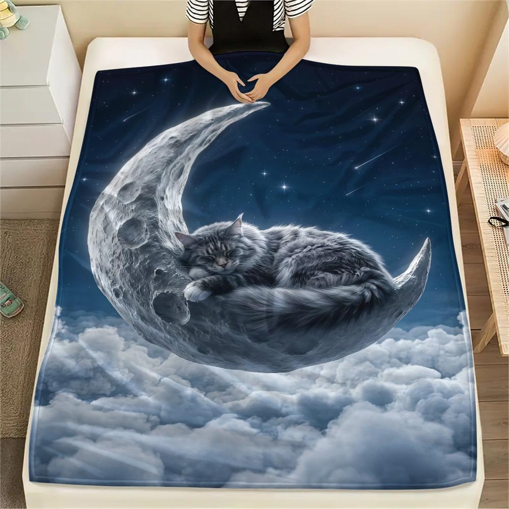 Sleeping clouds small animals Print Flannel Blanket,High quality Comfortable for All Seasons,Home Decor,Warmth and Comfort,Perfect for Christmas Gifts