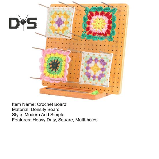 Planche à Bloquer Pour Crochet 30x30 Cm - Avec 30 Épingles En Métal - Pour Carrés Granny & Projets - En Bois, Pliable