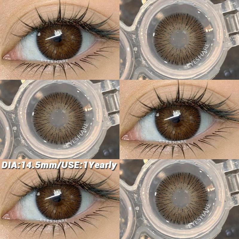 AMARA 1 Paar Braune Naturfarbene Kontaktlinsen für Augen RIYADH Serie Weichlinsen Koreanisches Augen-Make-up Mode Blaue Farblinsen
