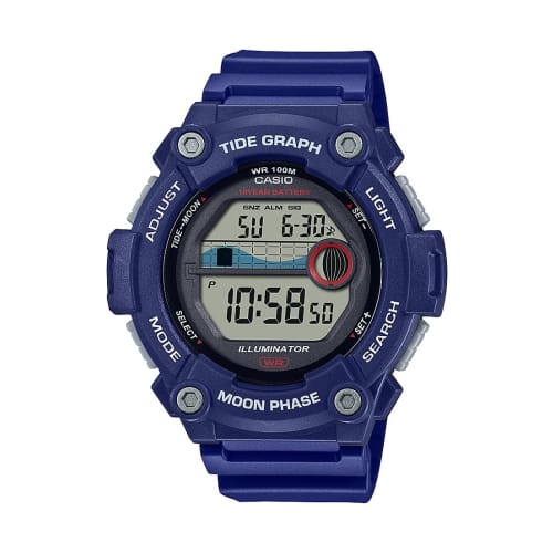 

Casio Tidegraph Moon Phase Men s Sports Watch with Illuminator (Model WS-1300H-2AV Blue), Blue, Digital.