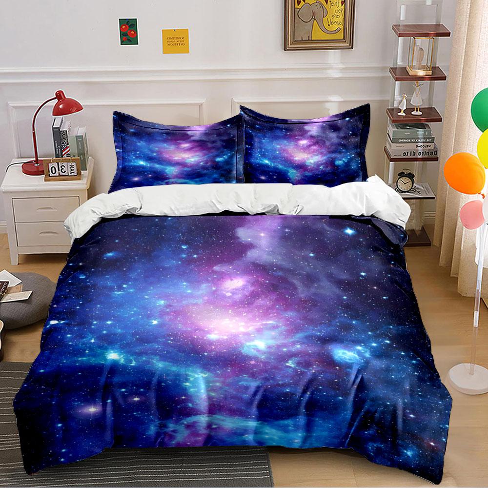Cosmic Galaxy Nebula Print Bedding Duvet Cover Set (1*Duvet Cover 2*Pillowcases, without duvet insert)
