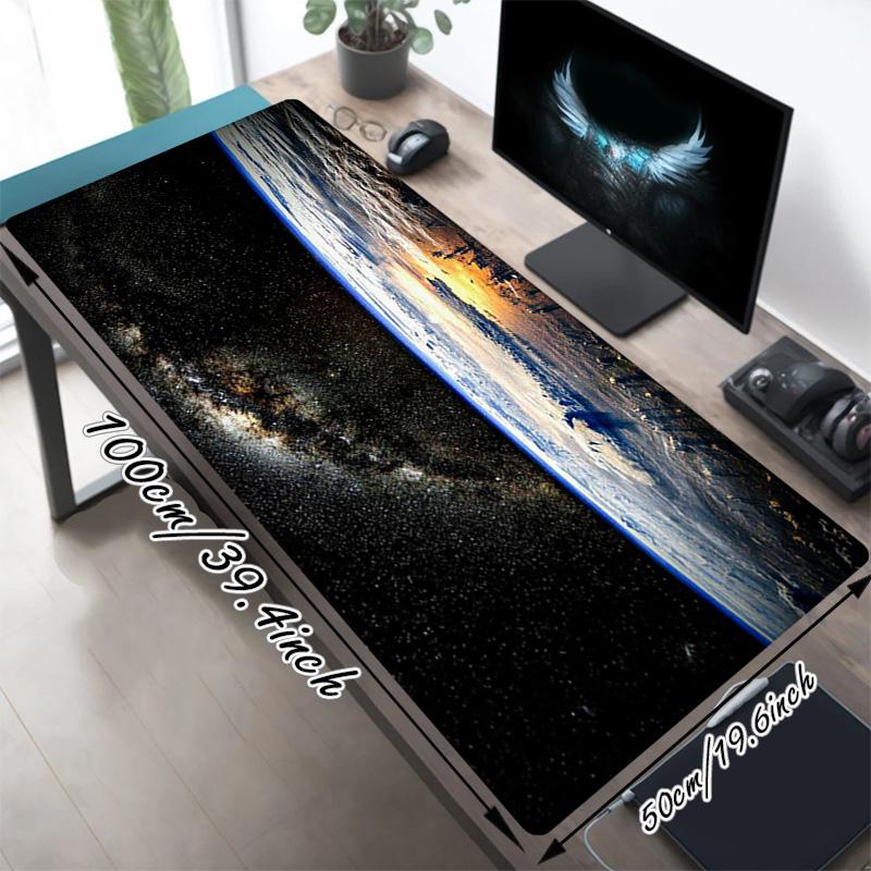 Space Earth Xl Gaming Mouse Pad Nonslip Rubber Base Stitched Edge Waterproof Desk Mat For Pc Laptop Gamer Office Computer Accessories C929526