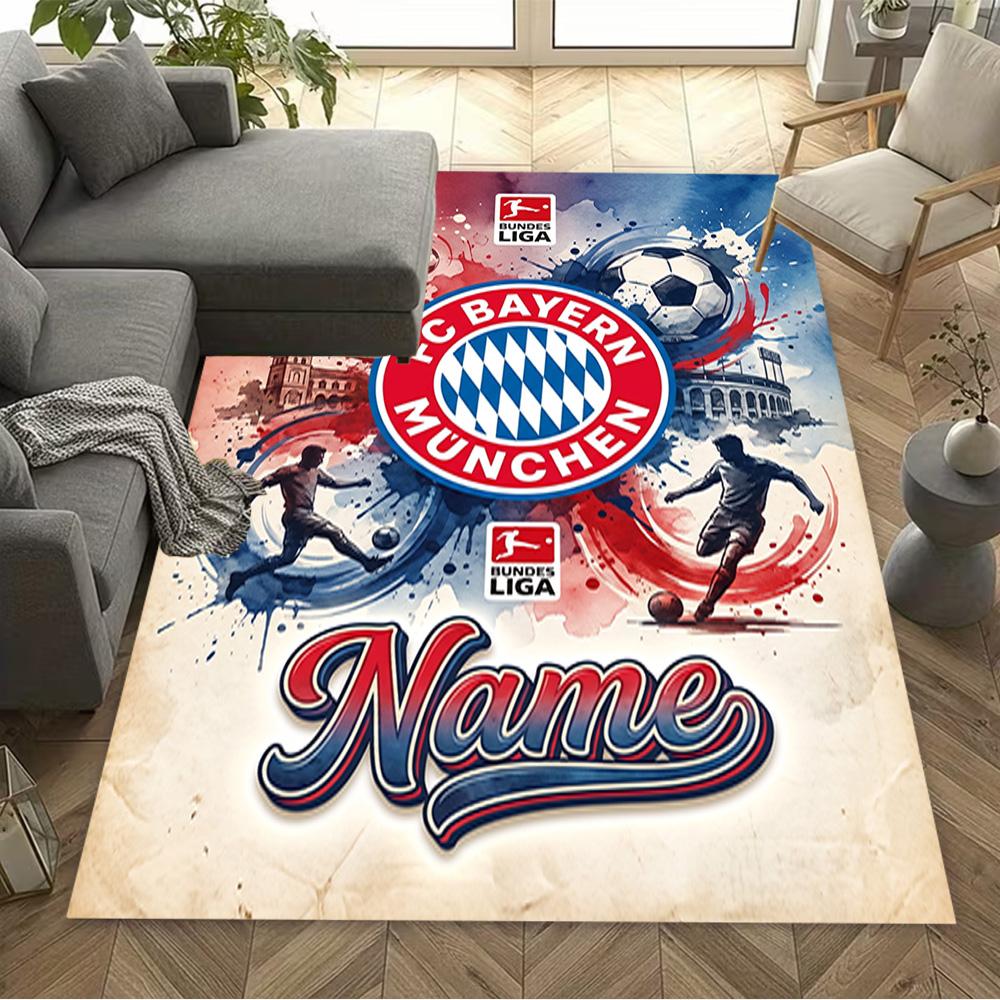 Bayern Munich Soccer Poster Carpet Design for Playrooms Study Room Dining Room Entryway Anti-slip Rug Anime Office Decor Best for Christmas