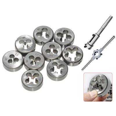 9pcs Comprehensive High Hardness Alloy Steel Metric Left Hand Thread Die Set for Metalwork Mechanical Maintenance Tool