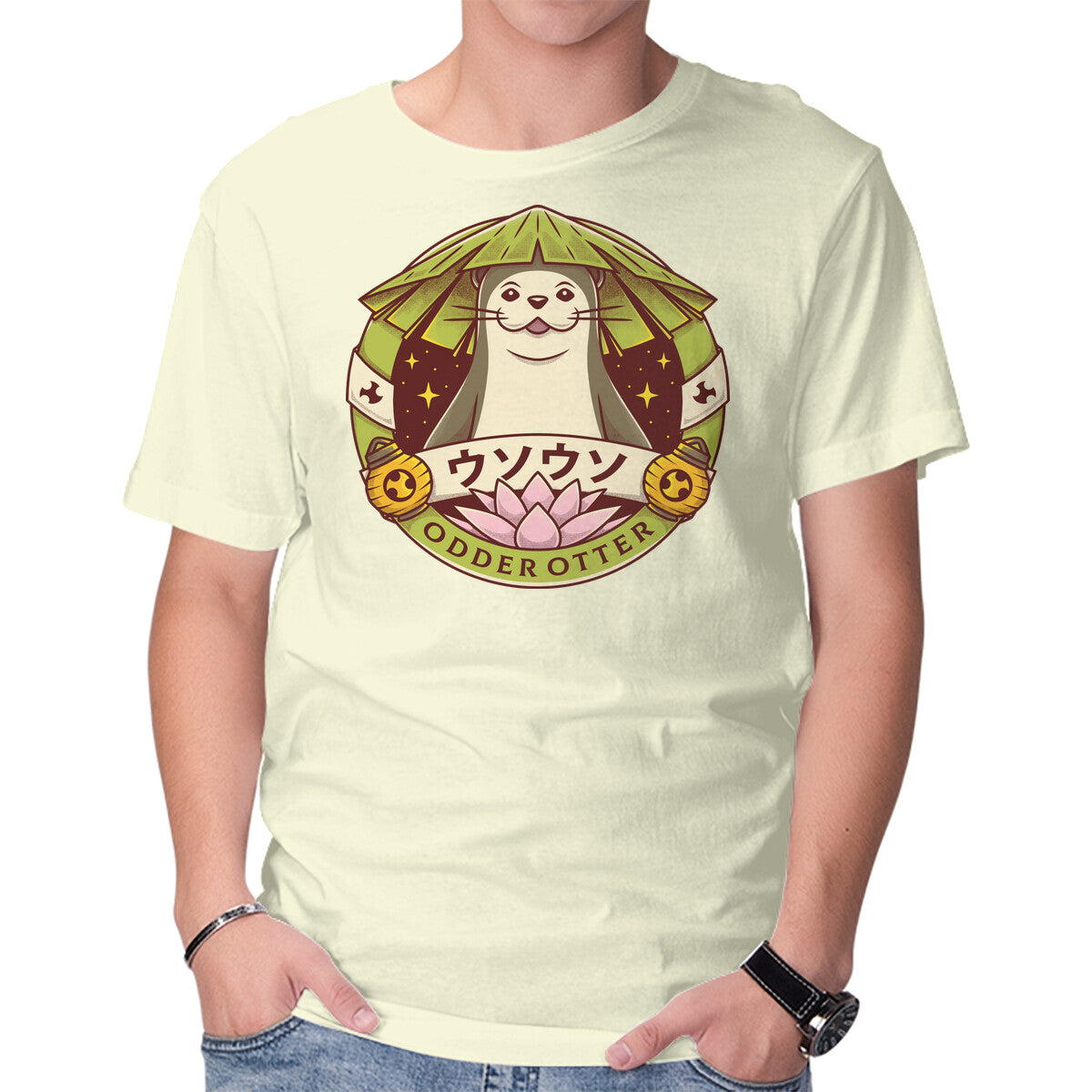 Unisex Crew Neck T-Shirt Odder Otter Graphic Short Sleeve Casual Tee M