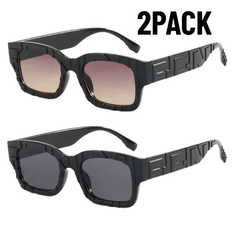 2Pack New Square Sunglasses Vintage Women Fashion Female Sun Glasses Men Shades Uv400 Luxury Brand Male Fishing Glasses