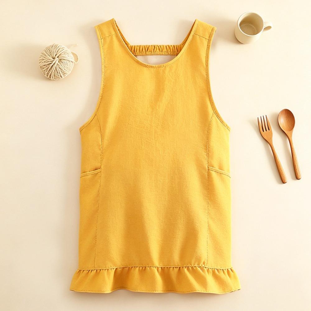 Stain-Resistant Kitchen Apron with Pocket Baking Apron Lightweight Cleaning Apron  Restaurant жёлтый