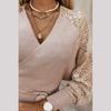 Women Dress  Color V-neck Bandage Lace Patchwork Long Sleeve Evening Dress