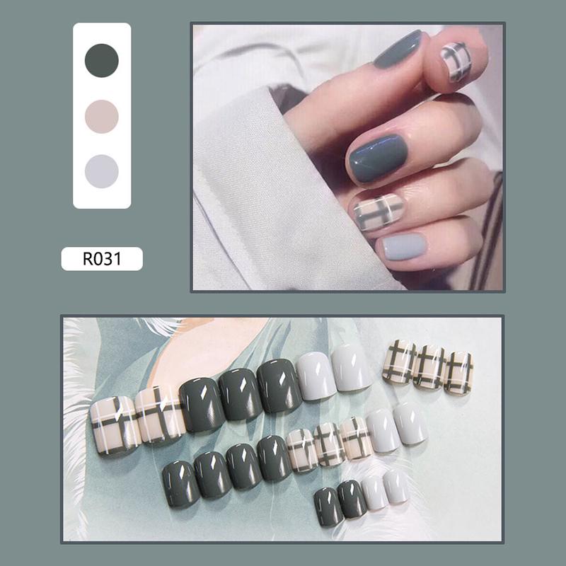 24 Pieces Boxed New Finished Nail Patch Fake Nail Wearable Nail Patch Waterproof