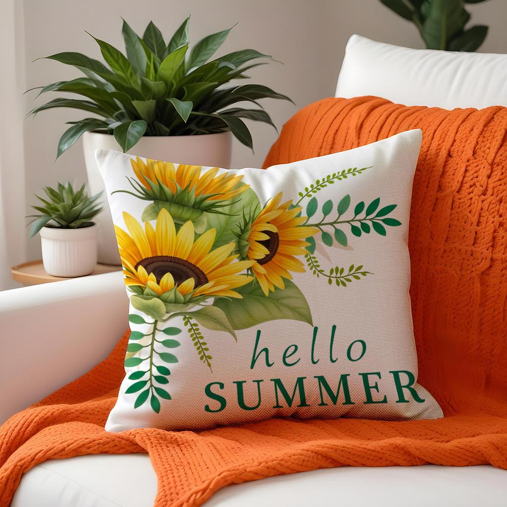 Sunflower Pillow Cover Summer Plant Flower Digital Print Living Room Sofa Cushion Cover Car Cushion Cover