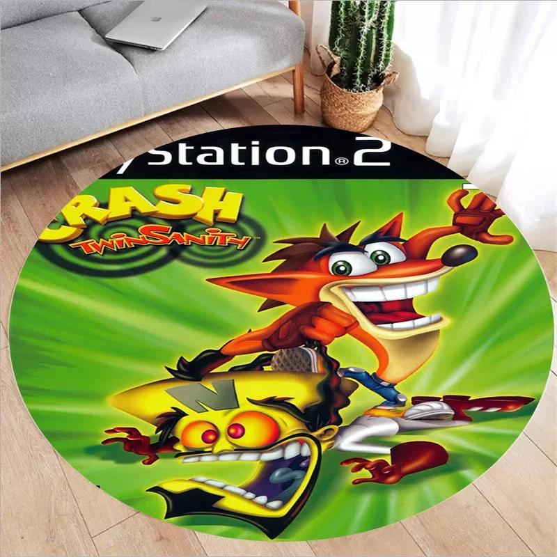 

Crash Bandicoot Printed Round Carpet for Gaming Room Decor Action Pass Game Bedroom Circle Rug Floor Mat Boy s Room Play Rugs 60cm