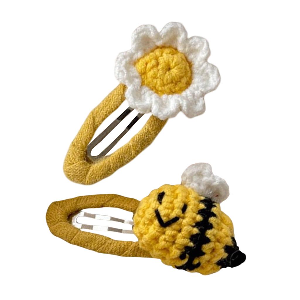 2PCS Honeybee Theme Hair Clip Set Korean Styles Hairpin Fashionable Hair Ornament Festival Decorative Hair Clip Hair Tie