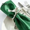 Wedding Napkin Rings Ring, Vintage Branch & Bird Design with Gold Finish, Open-End Holder for Elegant Clip Cloth Linen Dinner Napkins, Banquet