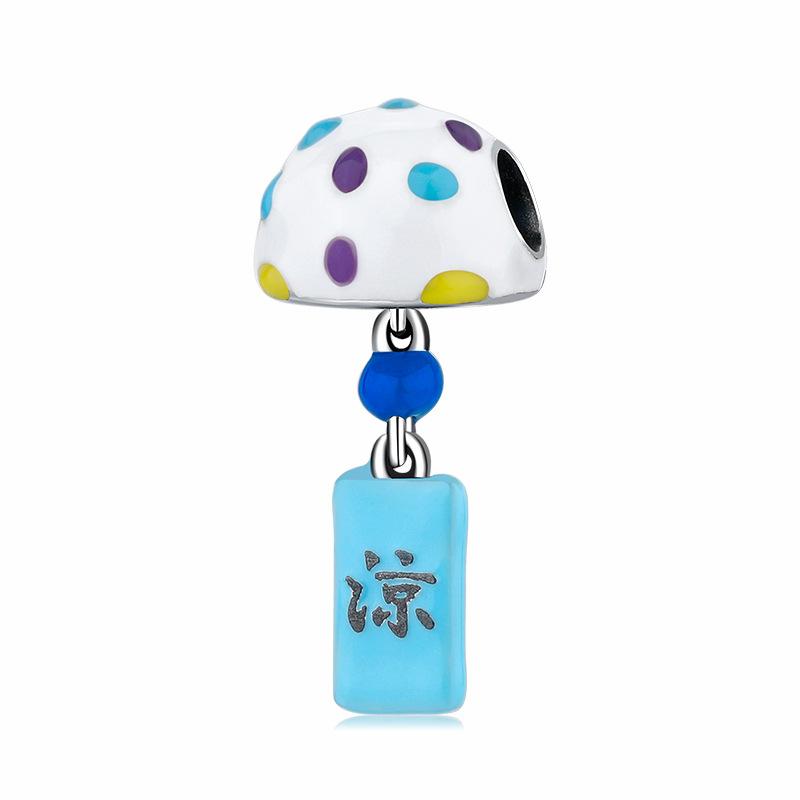 Original design creativity and wind chimes beaded S925 sterling silver colored Epoxy bracelet DIY jewelry accessories loose beads S925 sterling silver