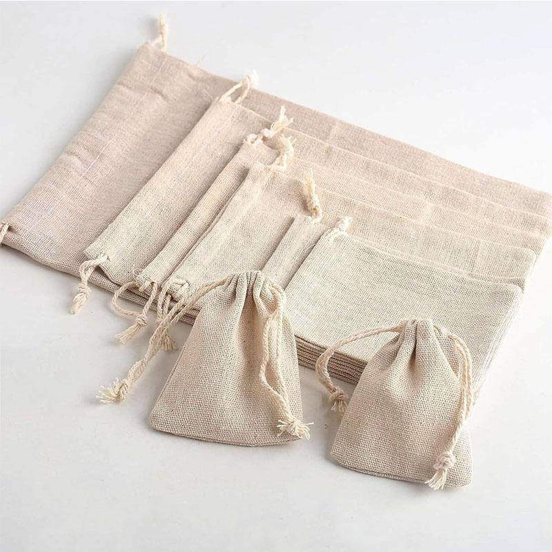 New 10 Pcs/Lot Linen Drawstring Bags Multiple Sizes Jewelry Packaging Bag Jewelry Pouch Sachets for Packaging SSBZD05