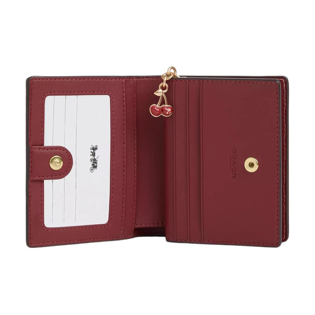 New COACH Snap Wallet Signature Coated Canvas Wallet Mini Women's Tan & Multicolor CZ347-IMTAM