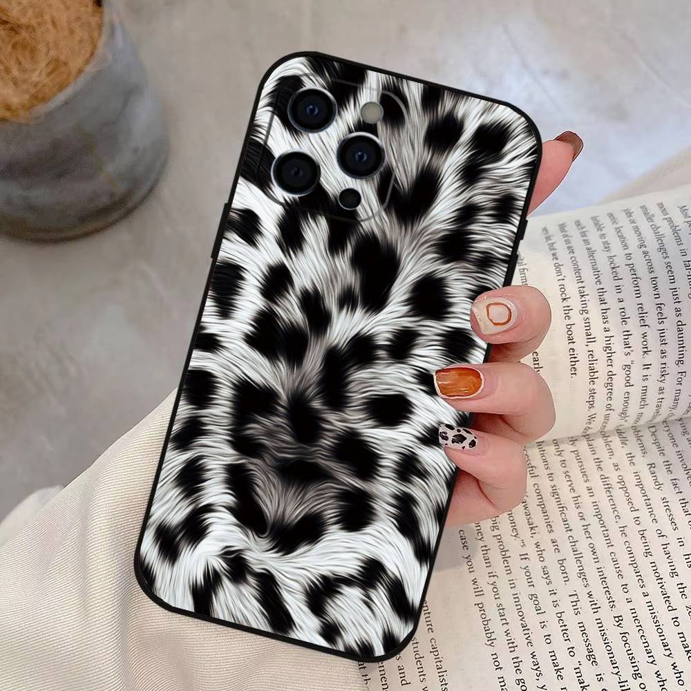 Leopard Print Phone Case For iPhone 17,16,15,14,13,12,11 Plus,Pro Max,XS,Soft Silicone Black Cover