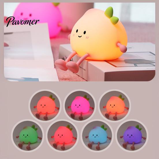 Portable USB Charging Night Light Cute Peach Light, Tap Control Squishy Bedside Lamp with Phone Holder, 2 Styles Warm Practical Desk Organizer Gadget