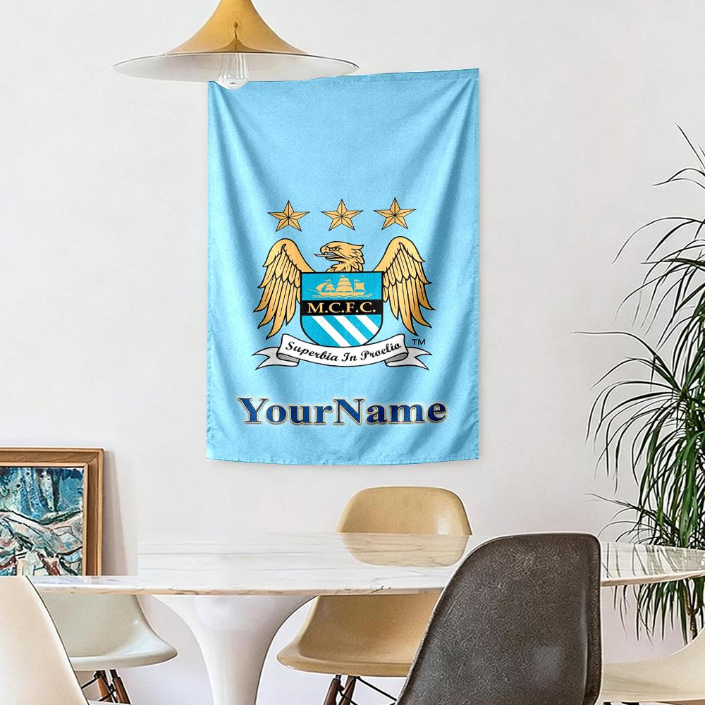 Manchester City Custom Your Name Wall Decor Tapestry Art For Pet Memorial Birthdaywedding Party Backdrop Family Gift