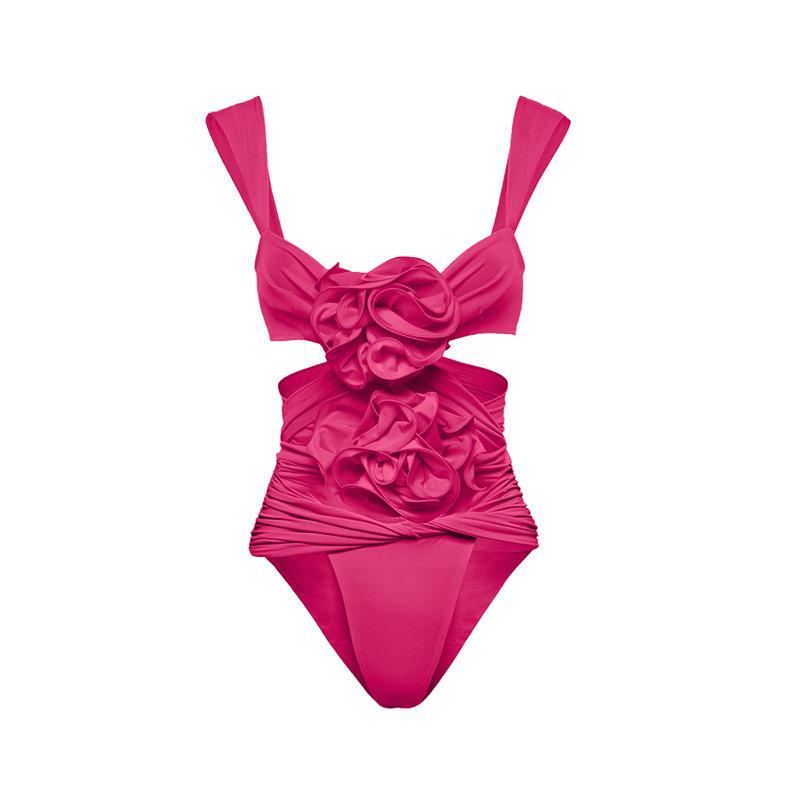 Sexy Flower One Piece Swimwear Brazilian Biquini Cut Out Swimwear Women Swimsuits High Leg Bodysuit Bathing Suit Monokini