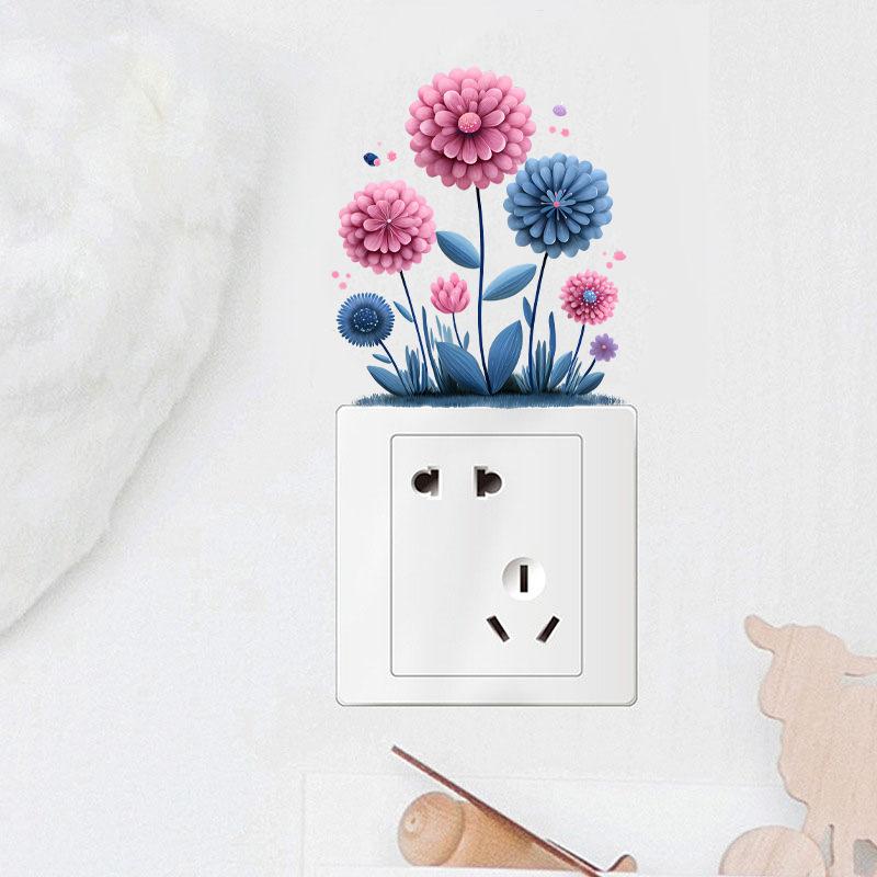 Self-adhesive Hydrangea Flower Plant Switch Stickers for Bedroom Living Room Socket Wall Decor