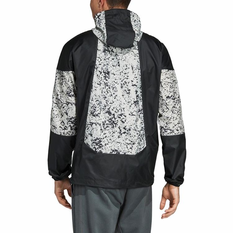 adidas Originals Trefoil Splice Logo Print Casual Hooded Jacket Men Jackets Black White DV1965